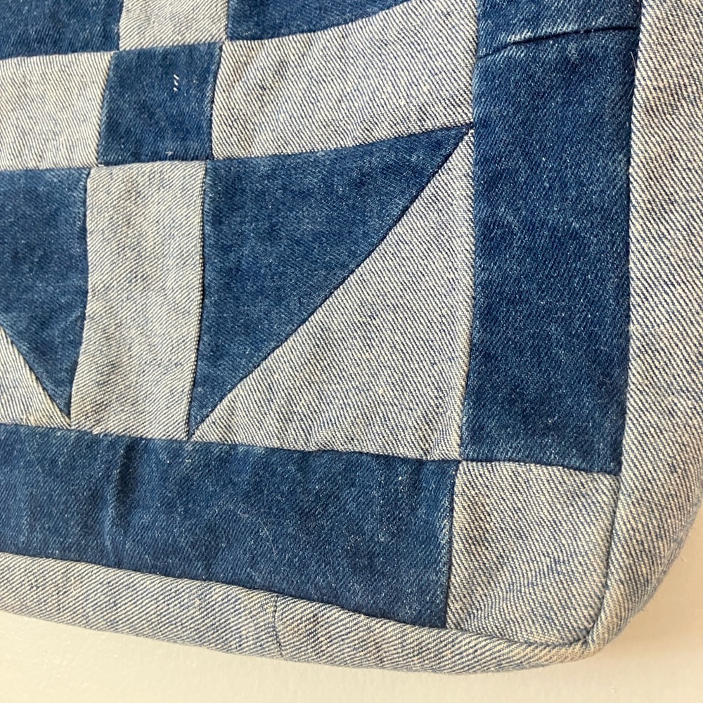 Tote bag denim quilted patchwork upcycled handmade - Picture 4 of 12